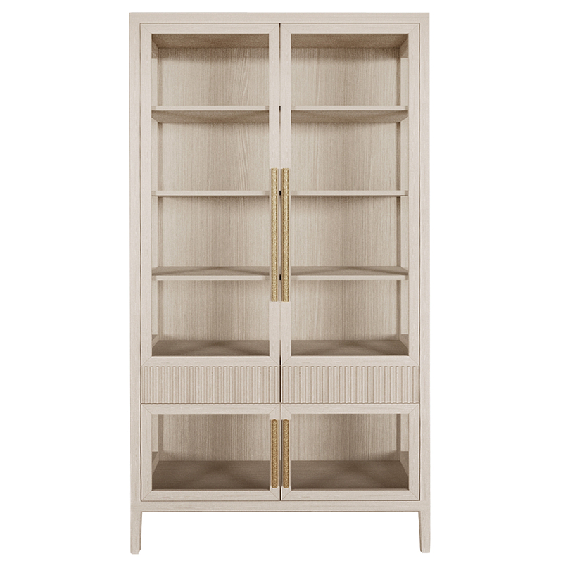 Витрина Primo со стеклянными фасадами и 2 ящиками Светлый дуб Древесина Золотой во Владивостоке | Loft Concept 