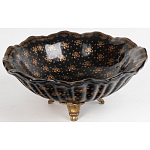 Блюдо черного цвета из фрафора на бронзовых ножках Eden Garden porcelain and bronze варинант исполнения - 2 | Loft Concept во Владивостоке