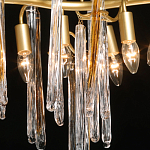 Люстра линейная золотого цвета с декоративными ветвями и длинными стеклянными подвесками в форме сосулек Droplet Chandelier варинант исполнения - 4 | Loft Concept во Владивостоке