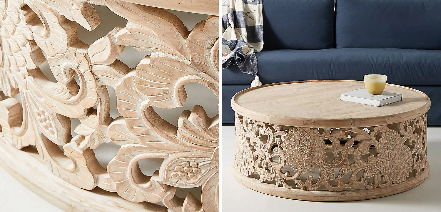 Круглый кофейный стол Handcarved Lotus Round Coffee Table Круглый кофейный стол Handcarved Lotus Round Coffee Table - Loft-Concept во Владивостоке