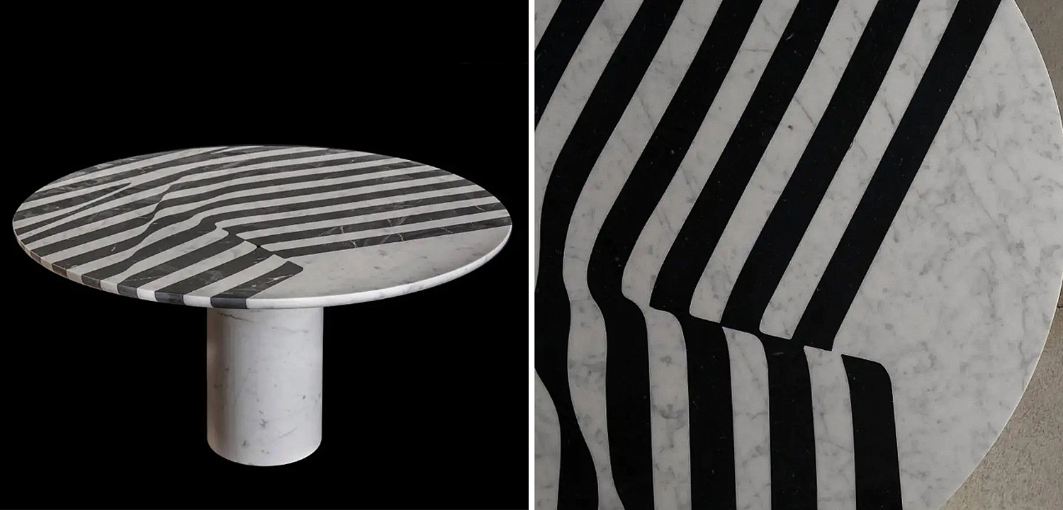 Обеденный стол Safwan Black and White Stripes Dining Table Обеденный стол Safwan Black and White Stripes Dining Table - Loft-Concept во Владивостоке