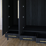 Большой Шкаф Primo Черный дуб с 3 дверьми и 3 выдвижными ящиками варинант исполнения - 7 | Loft Concept во Владивостоке