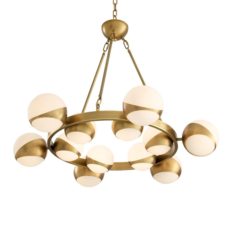 Люстра Chandelier Piazetta Латунь Античная полированная Белый Люстра Chandelier Piazetta Латунь Античная полированная Белый во Владивостоке | Loft Concept