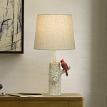 Настольная лампа с тканевым абажуром и основанием в виде птицы на дереве Simurq варинант исполнения - 2 | Loft Concept во Владивостоке