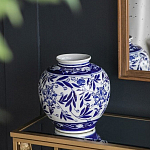Ваза округлой формы с бело-синим цветочным орнаментом Blue & White Ornament  варинант исполнения - 5 | Loft Concept во Владивостоке