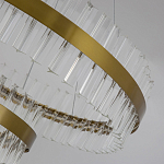 Люстра подвесная двухъярусная с золотистымыми кольцами и прозрачными стеклянными элементами Ring Horizontal варинант исполнения - 4 | Loft Concept во Владивостоке