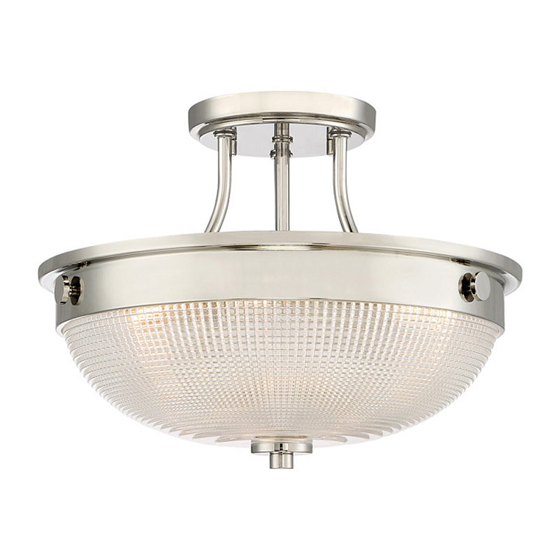 Потолочный светильник со стеклянным плафоном в виде купола Quoizel Серебряный Бронза Прозрачное Стекло Латунь во Владивостоке | Loft Concept 