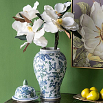 Ваза с крышкой и зелено-голубым рисунком на белом фоне 51 см Blue & White Ornament варинант исполнения - 4 | Loft Concept во Владивостоке