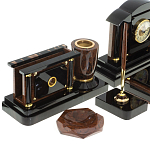 Настольный письменный набор с часами из природного камня обсидиана Peace Contract варинант исполнения - 3 | Loft Concept во Владивостоке