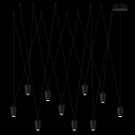 Подвесной светильник черными плафонами на длинных пересекающихся тросах Construction варинант исполнения - 8 | Loft Concept во Владивостоке