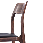 Стул деревянный с мягким сиденьем из черной натуральной кожи Moon Walnut Furniture варинант исполнения - 8 | Loft Concept во Владивостоке