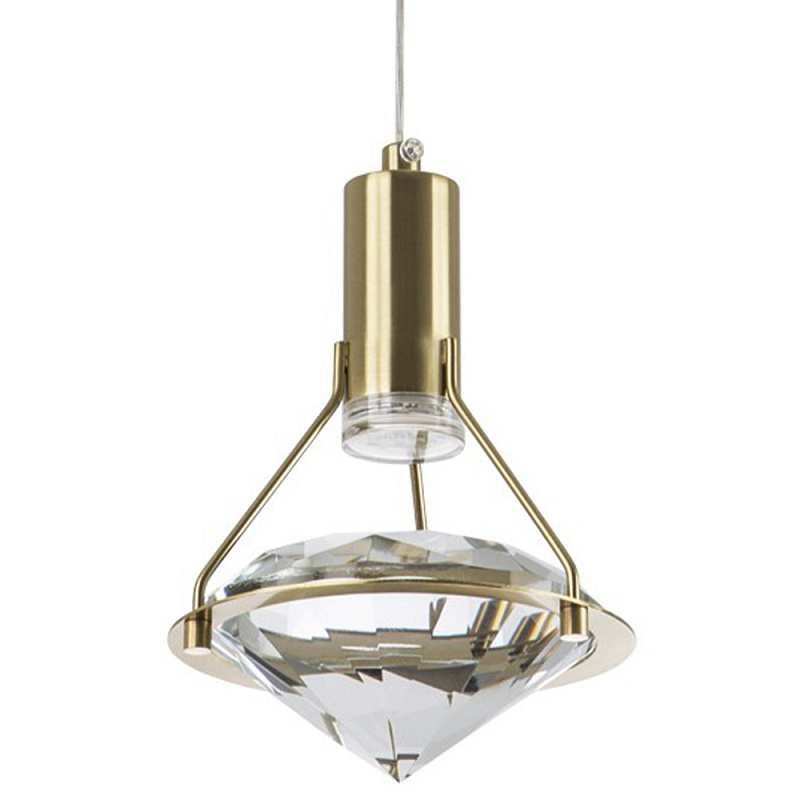 Подвесной светильник с плафоном в форме бриллианта Diamond Crystal Hanging Lamp Латунь Прозрачный Подвесной светильник с плафоном в форме бриллианта Diamond Crystal Hanging Lamp Латунь Прозрачный во Владивостоке | Loft Concept