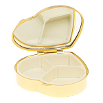 Таблетница карманная в форме сердца с 3-мя отделениями с зеркалом и накладкой из натурального камня Яшма Змеиная Gold Stone Pillboxes варинант исполнения - 3 | Loft Concept во Владивостоке
