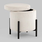 Молочный пуф на черных ножках SANJAY варинант исполнения - 2 | Loft Concept во Владивостоке