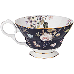 Чайный набор из фарфора темно-синий с рисунком цветов на 6 персон 12 предметов 280 мл Garden Whisper Porcelain Set  варинант исполнения - 3 | Loft Concept во Владивостоке