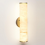 Бра с цилиндрическим плафоном из белого алебастра на круглом основании Латунь Cryptocrystalline Stone варинант исполнения - 1 | Loft Concept во Владивостоке