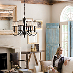 Люстра бронзового цвета с бежевыми абажурами из органзы в классическом стиле Hinkley варинант исполнения - 9 | Loft Concept во Владивостоке