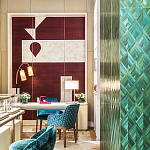 Обои ручная роспись в стиле Арт-деко Assemblage Original colourway on red silk dupion варинант исполнения - 3 | Loft Concept во Владивостоке