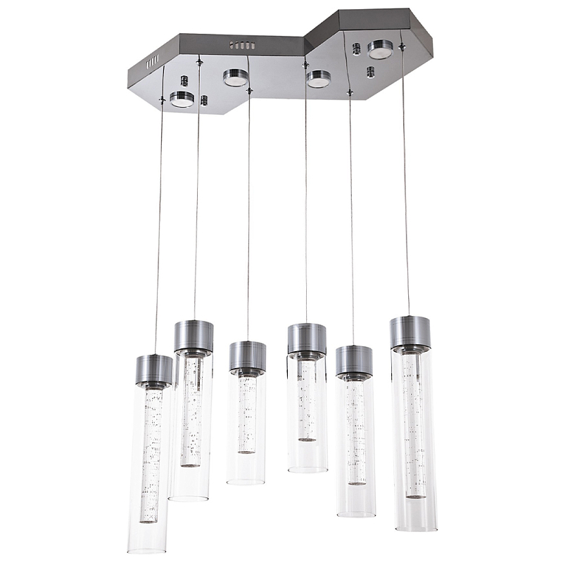 Люстра c 6-ю стеклянными плафонами хром Sparkling Bubbles Tube Chrome Hanging Lamp Хром Прозрачный Люстра c 6-ю стеклянными плафонами хром Sparkling Bubbles Tube Chrome Hanging Lamp Хром Прозрачный во Владивостоке | Loft Concept