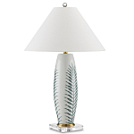 Настольная лампа овальная с тропическим принтом Stylized Aalm Leaves Motif варинант исполнения - 5 | Loft Concept во Владивостоке