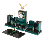 Настольный письменный набор из змеевика тёмно-зелёного цвета с декором в виде орла Successful Leader варинант исполнения - 2 | Loft Concept во Владивостоке