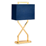 Настольная лампа с основанием из полированного золота и прямоугольным абажуром глубокого синего цвета Elstead Lighting варинант исполнения - 1 | Loft Concept во Владивостоке