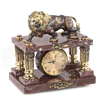 Часы настольные из креноида и бронзы с декором в виде льва Lion Stone Clock варинант исполнения - 2 | Loft Concept во Владивостоке