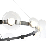 Люстра подвесная круглая с 12-ю прозрачными куполообразными плафонами и черным металлическим основанием Flos Wireline Lighting варинант исполнения - 5 | Loft Concept во Владивостоке