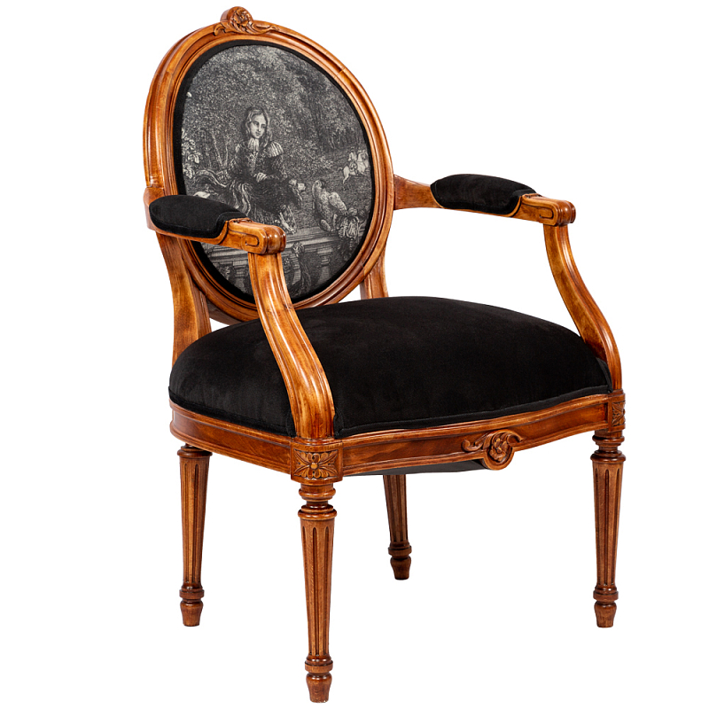 Кресло Marimon Armchair Left Черно-белый Коричневый во Владивостоке | Loft Concept 