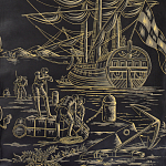 Обои ручная роспись Views of Italy Gold Outline варинант исполнения - 2 | Loft Concept во Владивостоке