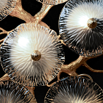 Потолочная люстра круглая ветвистыми бронзовыми элементами и стеклянными рифлеными дисками Textured Glass Chandelier варинант исполнения - 6 | Loft Concept во Владивостоке