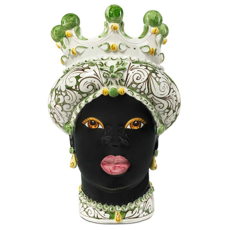 Ваза Vase Moro Lady Ornate Dark Green Черный Зеленый Белый Ваза Vase Moro Lady Ornate Dark Green Черный Зеленый Белый во Владивостоке | Loft Concept