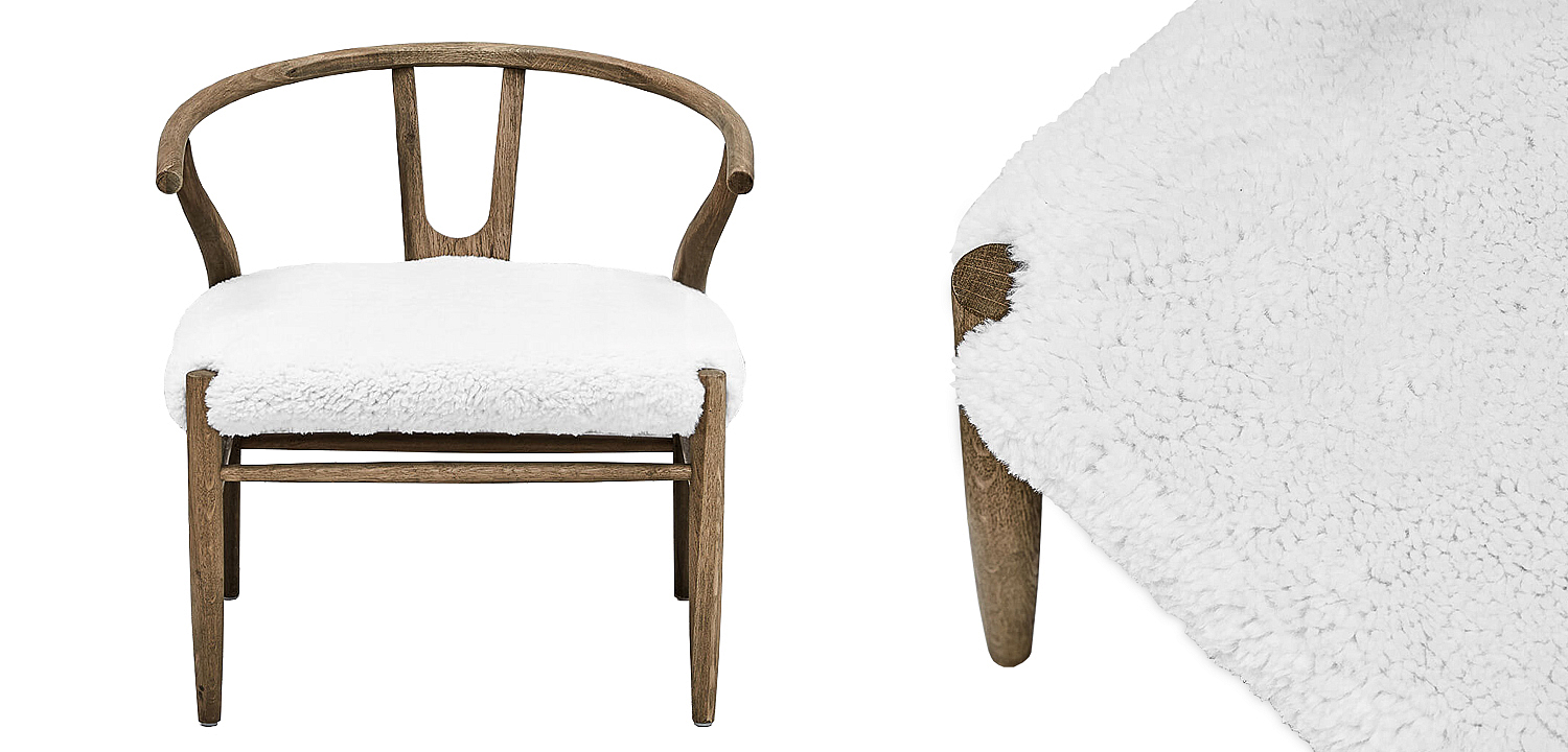 Стул Wishbone Faux Fur Stool Стул Wishbone Faux Fur Stool - Loft-Concept во Владивостоке