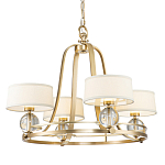 Люстра цвета латунь с 4-мя тканевыми абажурами и стеклянными шарами Quoizel варинант исполнения - 1 | Loft Concept во Владивостоке