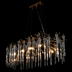 Люстра подвесная прямоугольная с бронзовыми акцентами и прозрачными стеклянными каплями Droplet Chandelier варинант исполнения - 4 | Loft Concept во Владивостоке