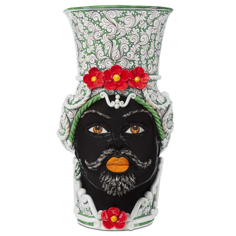 Ваза Vase Moro Man Giant Flower Green Red Черный Зеленый Красный Белый Ваза Vase Moro Man Giant Flower Green Red Черный Зеленый Красный Белый во Владивостоке | Loft Concept