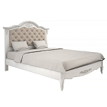 Кровать белая из массива бука с основанием и мягким изголовьем в стиле прованс White Provence варинант исполнения - 1 | Loft Concept во Владивостоке