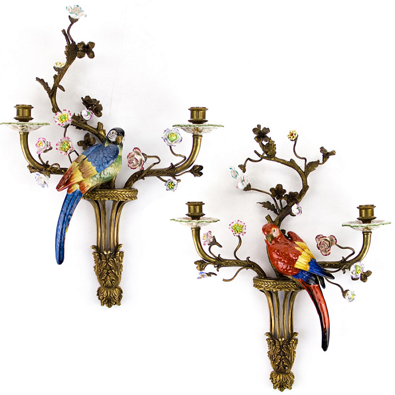 Подсвечник Candlestick Colored Parrots II Бронза Синий Красный Подсвечник Candlestick Colored Parrots II Бронза Синий Красный во Владивостоке | Loft Concept
