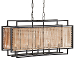 Люстра прямоугольной формы с чёрным каркасом и вставкой из плетеного материала Cage for Light варинант исполнения - 4 | Loft Concept во Владивостоке