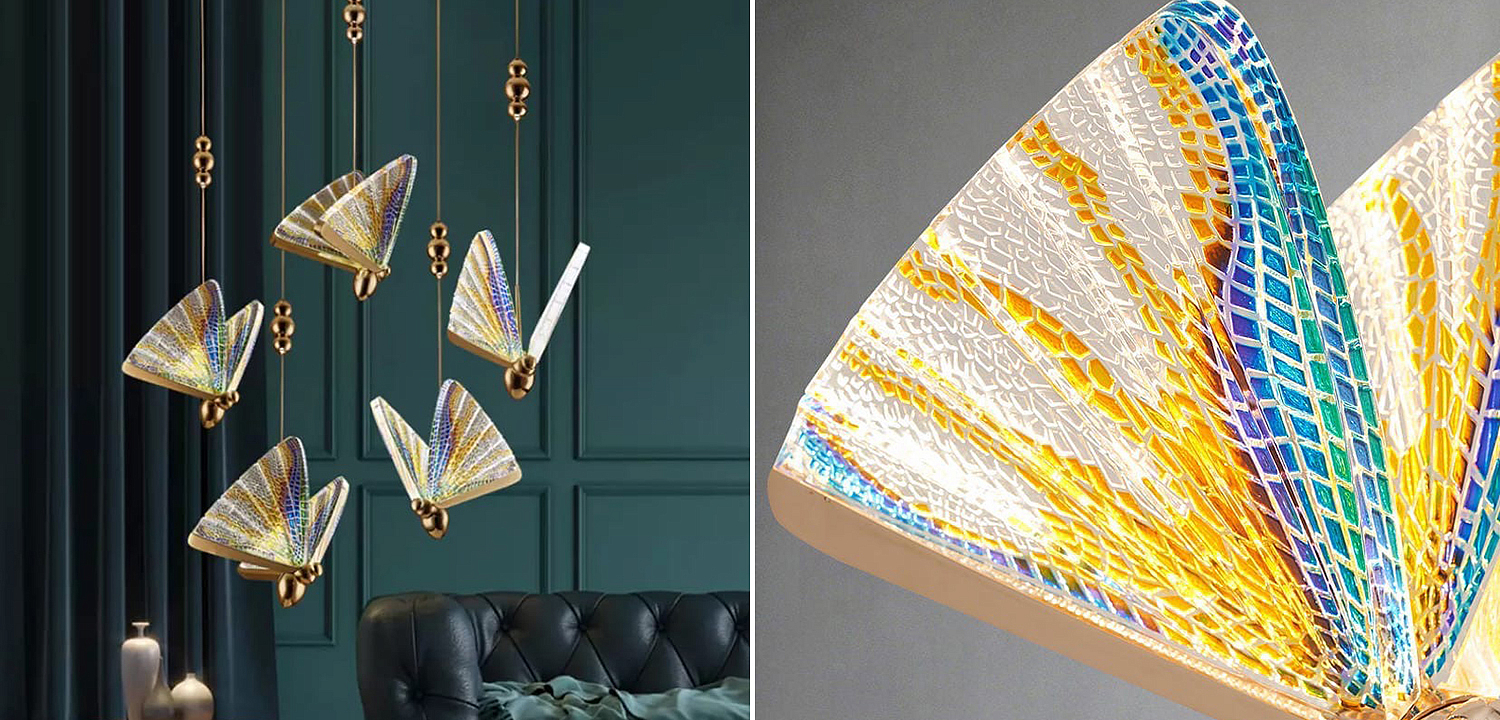 Butterfly Pendant Lamp Colored glass J Butterfly Pendant Lamp Colored glass J - Loft-Concept во Владивостоке