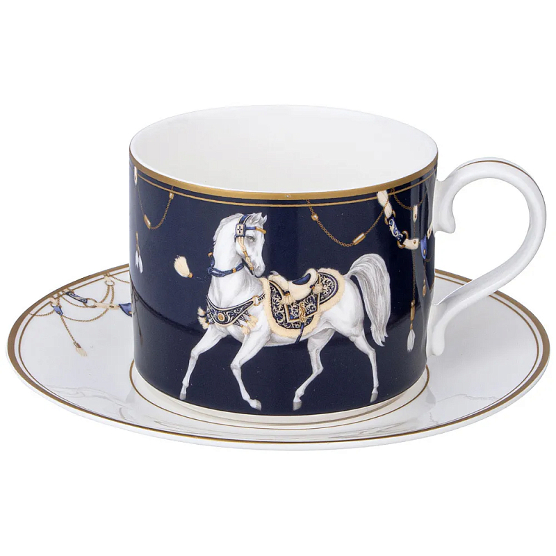 Чайная пара из фарфора с изображением лошади 300 мл Porcelain Horse Set Белый Синий Золотой Чайная пара из фарфора с изображением лошади 300 мл Porcelain Horse Set Белый Синий Золотой во Владивостоке | Loft Concept