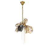 Люстра подвесная со стеклянными плафонами из дымчатого и золотистого с тремя вертикальными подвесками Gilded Mirage  варинант исполнения - 5 | Loft Concept во Владивостоке