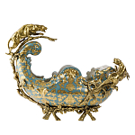 Чаша голубого цвета с оранментом и и бронзовыми фигурами леопардов Eden Garden варинант исполнения - 1 | Loft Concept во Владивостоке