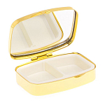 Таблетница карманная прямоугольная с 2-мя отделениями с зеркалом и накладкой из натурального камня Апатит Голубой Gold Stone Pillboxes варинант исполнения - 3 | Loft Concept во Владивостоке