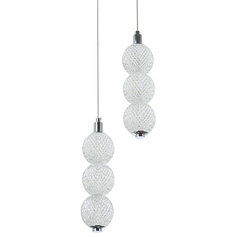 Подвесной светодиодный светильник с 2-мя плафонами Crystal Globule Hanging Lamp Chrome Прозрачный Хром Подвесной светодиодный светильник с 2-мя плафонами Crystal Globule Hanging Lamp Chrome Прозрачный Хром во Владивостоке | Loft Concept