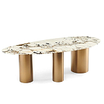 Обеденный стол с асимметричной столешницей на 3-х массивных золотых ножках Commonwealth Table варинант исполнения - 1 | Loft Concept во Владивостоке