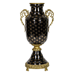 Ваза черного цвета из фарфора с золотистым узором и бронзовыми элементами Eden Garden porcelain and bronze варинант исполнения - 4 | Loft Concept во Владивостоке