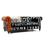 Диван Честерфильд граффити graffiti Orange Sofa натуральная кожа варинант исполнения - 1 | Loft Concept во Владивостоке