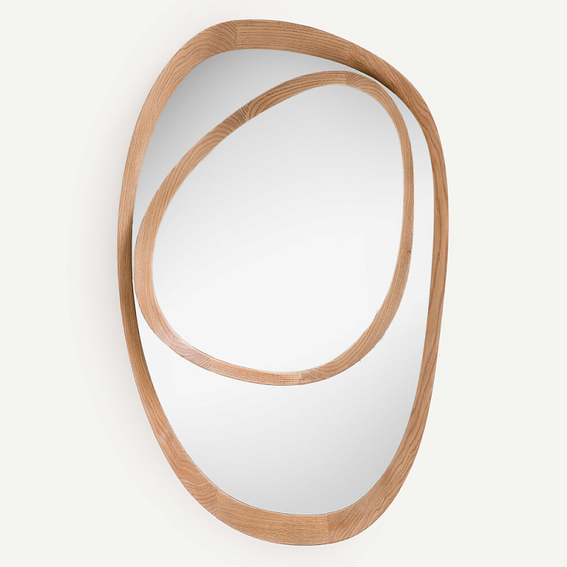 Ассиметричное зеркало в дубовой раме Infinity Symbol Светлый дуб во Владивостоке | Loft Concept 