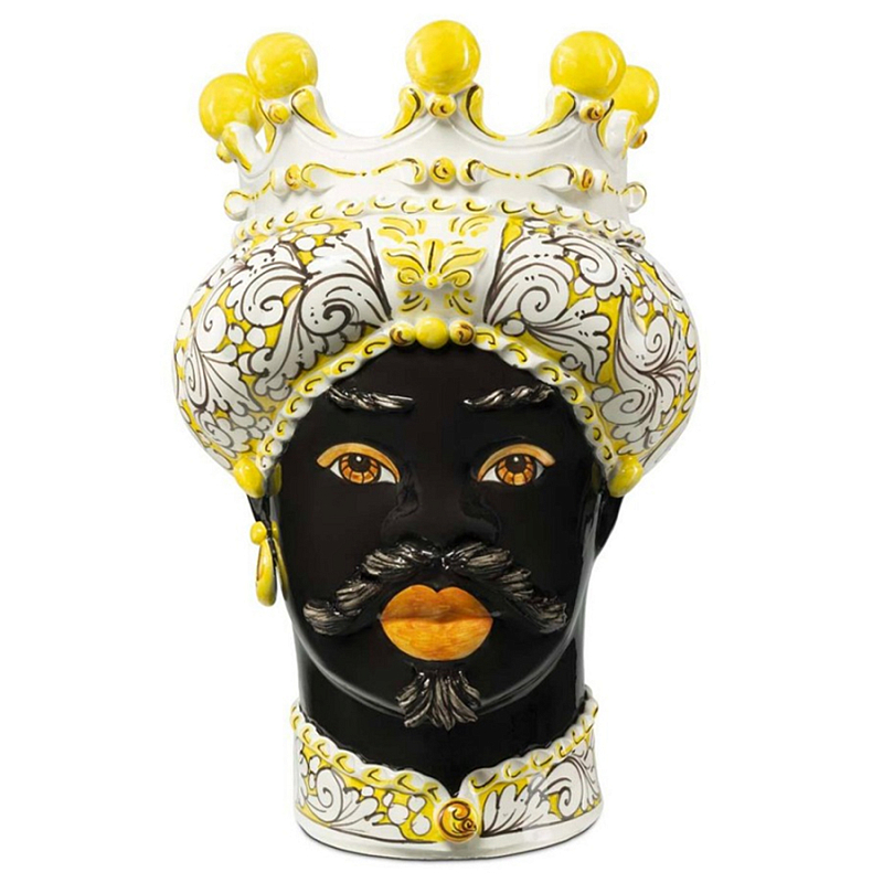 Ваза Vase Moro Man Ornate Yellow Черный Желтый Белый Ваза Vase Moro Man Ornate Yellow Черный Желтый Белый во Владивостоке | Loft Concept